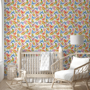 Cute girls tiled butterfly pattern nursery wallpaper