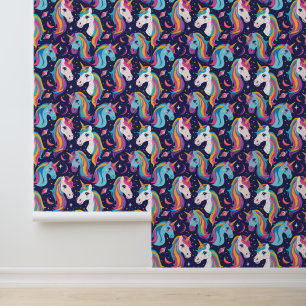 Cute girls tiled unicorn fantasy wallpaper