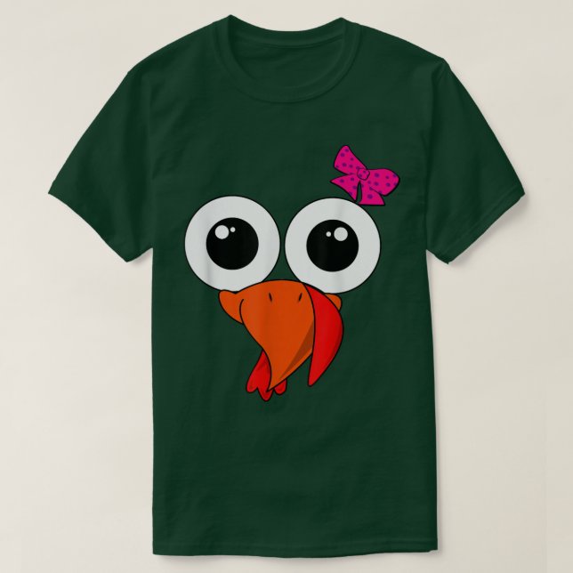 Cute Girls Turkey Costume  Thanksgiving Girl Turke T-Shirt (Design Front)