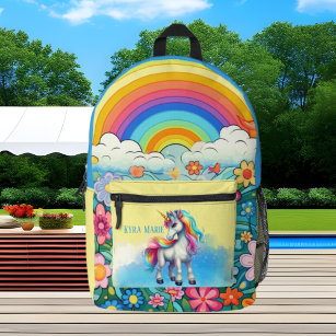 Cute girls unicorn add name printed backpack