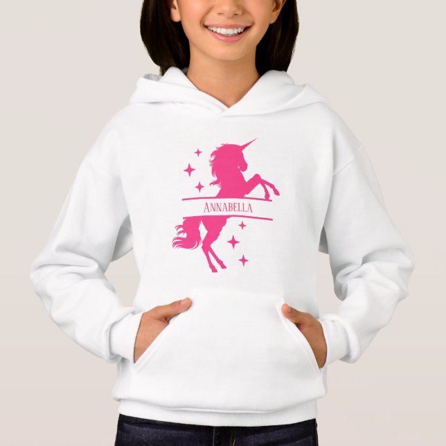 cute girls unicorn fantasy add name Hoodie (Front)