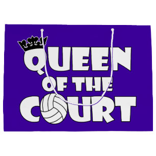 Cute Girls Volleyball Player Queen of the Court Large Gift Bag