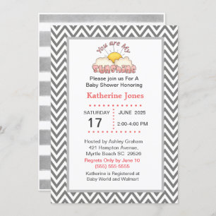 Cute Girls You Are My Sunshine Baby Shower Invitation