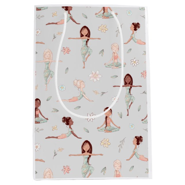 Cute Girls Zen Yoga Meditation Spiritual Namaste Medium Gift Bag (Front)