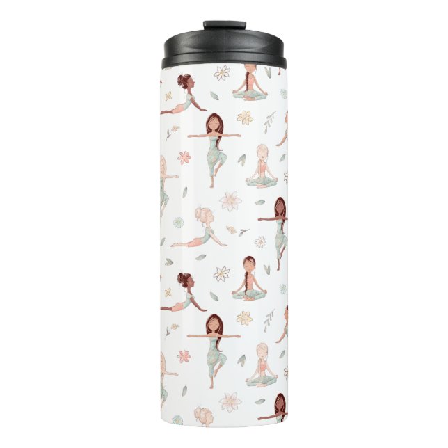Cute Girls Zen Yoga Meditation Spiritual Namaste Thermal Tumbler (Front)