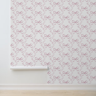 Cute Girly Aesthetic Pink Bow Pattern Wallpaper