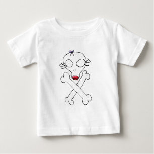 Cute Girly Alien Skull Crossbones Baby T-Shirt