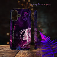 Cute Girly Art Purple Galaxy Monogram