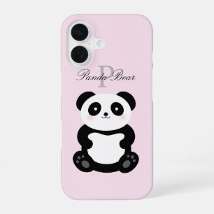 Cute Girly Baby Panda Bear Monogram iPhone 16 Case