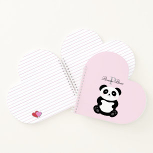 Cute Girly Baby Panda Bear Monogram Notebook
