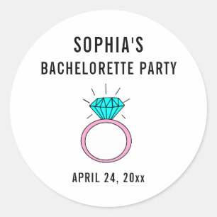 Cute Girly Bachelorette Party Wedding Ring Classic Round Sticker