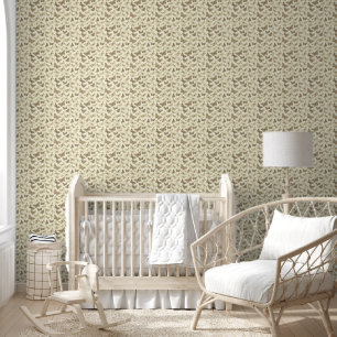 Cute Girly Beige Cream Butterfly Pattern Wallpaper