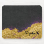 Cute Girly Black Gold Monogram Name Mouse Pad<br><div class="desc">A glamourous and chic black and gold monogram mouse pad. Personalise it with your name or for a gift. Designed for you by Blackberry Boulevard.</div>