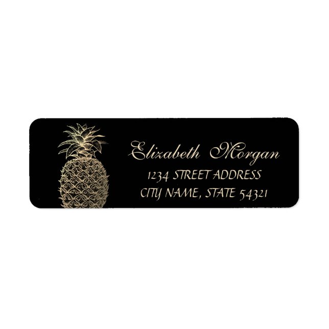 Cute  Girly Black Gold Pineapple (Front)