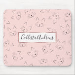 Cute Girly Black Kitty Cat Face Pink Pattern Mouse Pad<br><div class="desc">Modern, girly, and cute black kitty cat animal face hand drawn illustration pattern on blush pink background. ***IMPORTANT DESIGN NOTE: For any custom design request such as matching product requests, colour changes, placement changes, or any other change request, please click on the "CONTACT" button or email the designer directly at...</div>