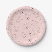 Cute Girly Black Kitty Cat Face Pink Pattern