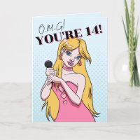 Cute Girly Blue Cartoon Pop Music 14th Birthday