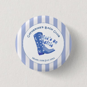 Cute Girly Blue Cowgirl Boot Stripe 3 Cm Round Badge