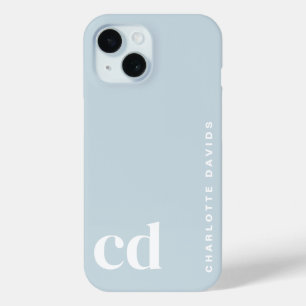 Cute Girly Blue Monogram  iPhone 15 Case