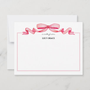 Cute Girly Blush Pink Bow Ribbon Frame Card