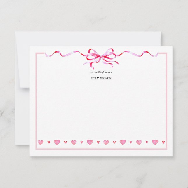 Cute Girly Blush Pink Bow Ribbon Frame Card (Front)