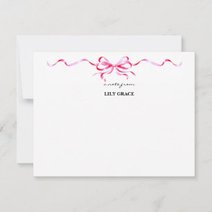 Cute Girly Blush Pink Bow Ribbon Frame Card