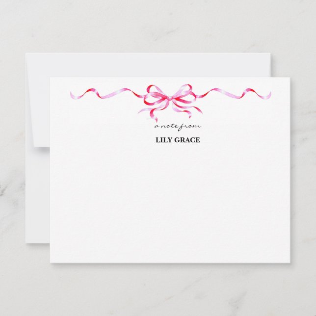 Cute Girly Blush Pink Bow Ribbon Frame  Card (Front)