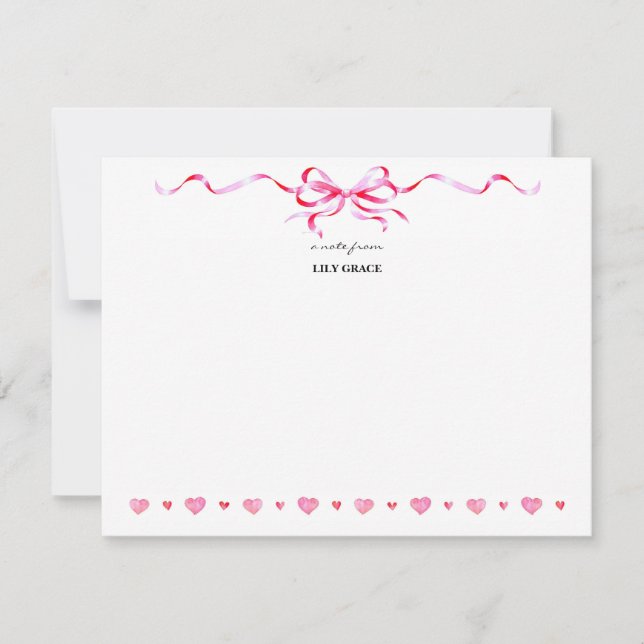 Cute Girly Blush Pink Bow Ribbon Frame Card (Front)