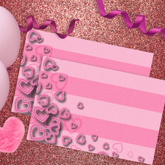 Cute Girly Blush Pink Hearts on Horizontal Stripes Tissue Paper (Creator Uploaded)