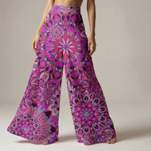 Cute Girly Boho Chic Pink Purple Floral Mandalas  Fabric