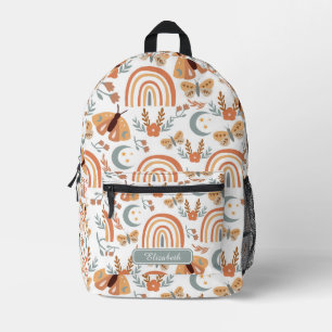 Cute Girly Boho Floral Luna Moth Daisy Floral Printed Backpack