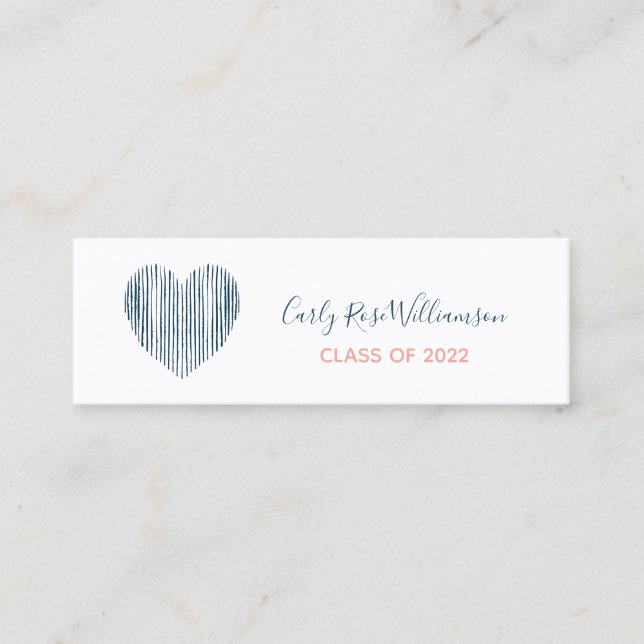 Cute Girly Boho Heart Graduation Name Calling Card (Front)