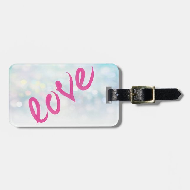 Cute Girly Bokeh,Love-Personalised Luggage Tag (Front Horizontal)