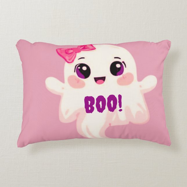 Cute girly Boo! Ghost Decorative Cushion (Front)