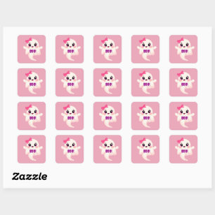 Cute girly Boo! Ghost Square Sticker