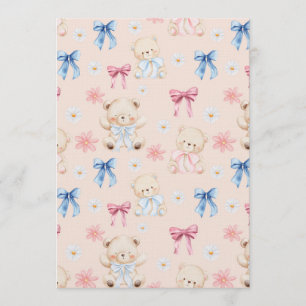 Cute Girly Bow Teddy Bears Seamless Pattern Invitation