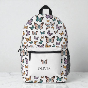Cute Girly Butterflies Colourful Modern Pattern Printed Backpack