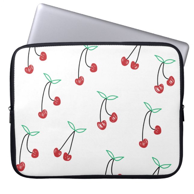 Cute Girly Cherry print Laptop Sleeve (Front)