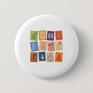 Cute Girly Christmas Pajama Music Album Stamp Aest 6 Cm Round Badge