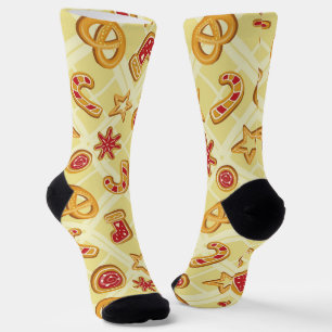 Cute Girly Christmas Pastries Illustrated Pattern Socks