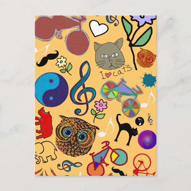 cute girly colour pattern postcard (Front)