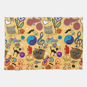 cute girly colour pattern tea towel