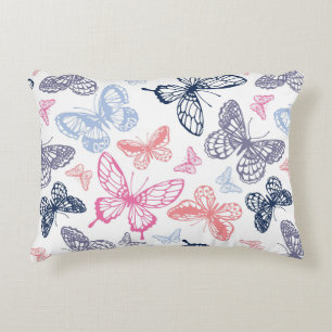 Cute Girly Colourful Butterfly Illustration Patter Decorative Cushion