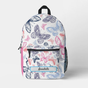 Cute Girly Colourful Butterfly Illustration Patter Printed Backpack