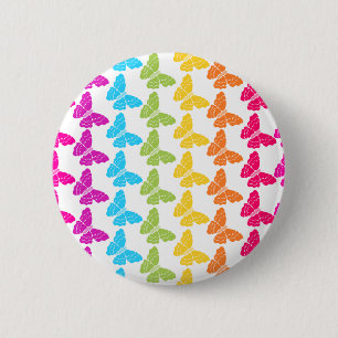 Cute Girly Colourful Rainbow Butterfly Pattern 6 Cm Round Badge