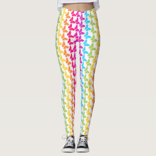 Cute Girly Colourful Rainbow Butterfly Pattern Leggings