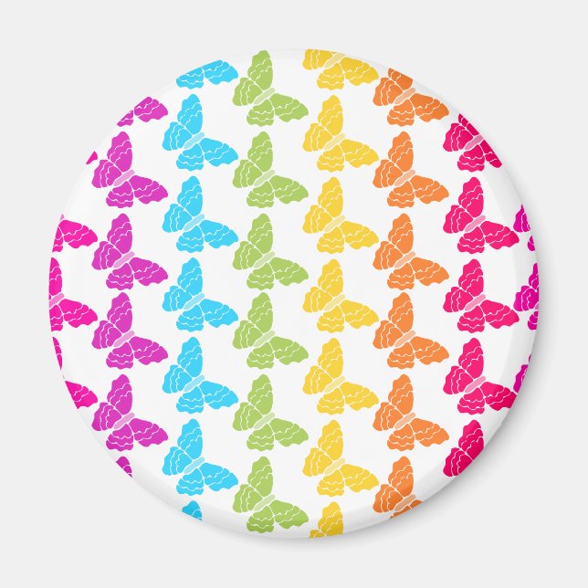 Cute Girly Colourful Rainbow Butterfly Pattern  Magnet (Front)