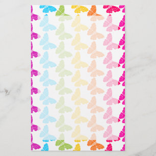Cute Girly Colourful Rainbow Butterfly Pattern Stationery