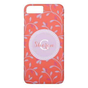 Cute girly colourful red floral pattern monogram Case-Mate iPhone case