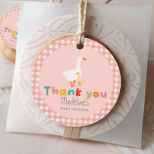 Cute Girly Coquette Pink Silly Goose Baby Shower Favour Tags